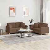 vidaXL Set de canapele cu perne, 2 piese, maro, textil