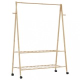 vidaXL Suport pentru haine cu rafturi și roți 132x45,5x155,5 cm bambus