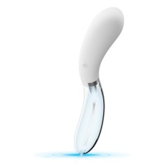 Vibrator Curve LED, 10 Moduri Vibratii, USB, Sticla/Silicon, Alb, 20.5 cm