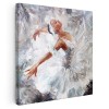 Tablou pictura in ulei balerina, alb, gri, maro 1405 Tablou canvas pe panza CU RAMA 60x60 cm