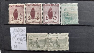 1917 Franta-Orphelins-YT148-150-MH-YT=100E foto