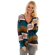 N55-1289 Camasa colorata cu maneci lungi si decolteu in V