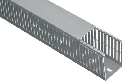 Canal cablu perforat 2m slitat 60x40mm gri pentru circuite electrice in tablouri foto