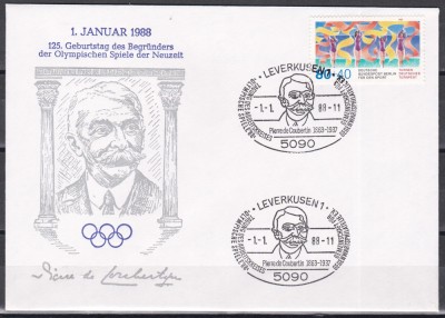 Germania 1988 - Jocurile Olimpice - Pentru sport, FDC foto