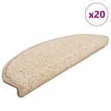 vidaXL Covorașe pentru scări, 20 buc., 65x21x4 cm, crem, semirotunde, mari