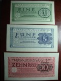 GERMANIA SET 1-5-10 REICHSMARK 1944 EXCELENTE