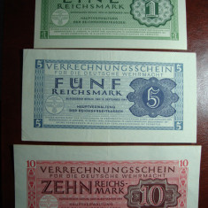 GERMANIA SET 1-5-10 REICHSMARK 1944 EXCELENTE