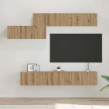 Set comodă TV cu sertar cu raft Pe perete Altele 7 pcs stejar artizanal 60 x 30 x 30 cm