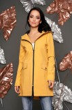 Trench de ploaie SunShine mustariu casual scurt captusit pe interior cu maneca lunga si buzunare
