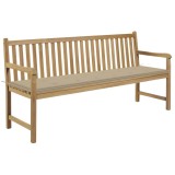 vidaXL Bancă de grădină, cu pernă bej, 175 cm, lemn masiv de tec 3062787