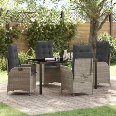 vidaXL Set de masă pentru grădină 5 pcs Gri deschis poliratan 3380522 foto