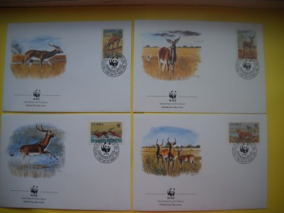 HOPCT PLIC FDC S NR 271 SET 4 FDC ANTILOPA NEAGRA ZAMBIA 1987 foto