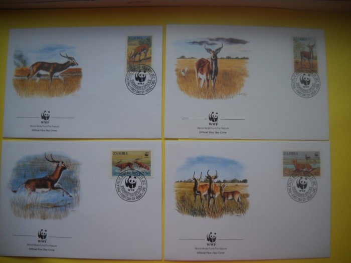 HOPCT PLIC FDC S NR 271 SET 4 FDC ANTILOPA NEAGRA ZAMBIA 1987