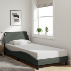 vidaXL Cadru de pat fără saltea, gri &icirc;nchis, 90x190 cm, textil