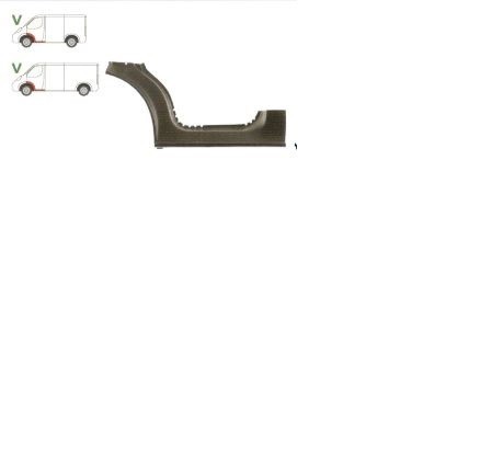 Prag metalic Vw Transporter/Multivan (T5), 2004-2015, Transporter/Multivan T6 2015-, parte montare sub usa fata partea dreapta, cu 1/3 segment aripa