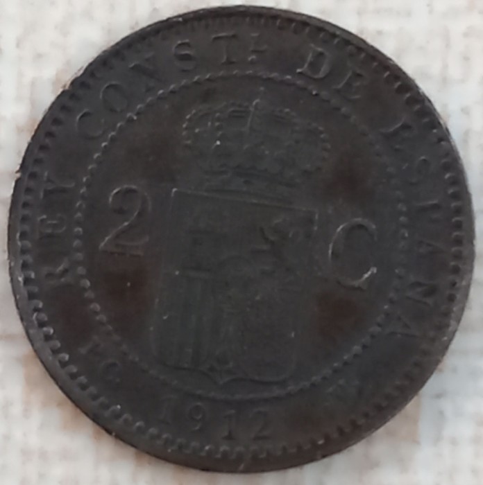 (M2064) MONEDA SPANIA - 2 CENTIMOS 1912, ALFONSO XIII