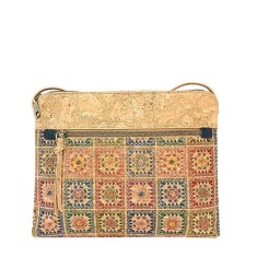 Geanta dama din pluta crossbody cu imprimeu etnic