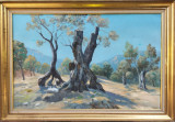 G. K&aacute;rolyi-Peisaj cu copaci, pictură de mari dimensiuni, Peisaje, Ulei, Impresionism