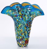 Vaza de sticla multicolora Murano Millefiori LUP224