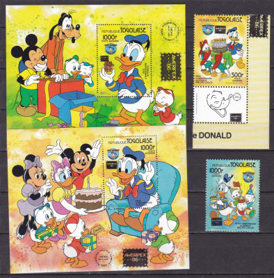 Togo 1986 Disney Chicago supr. MI 1962-63 + 2 bl.288,289 MNH foto