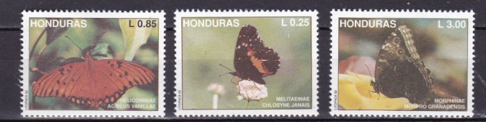 Honduras 1992 fauna fluturi MI 1142-1144 MNH