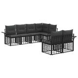 vidaXL Set de canapele de exterior 7 pcs Negru și Gri &icirc;nchis Poliester 3437727