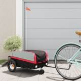 VidaXL Remorcă pentru biciclete, negru și roșu, 30 kg, fier