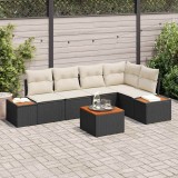 Cumpara ieftin Set de canapele pentru grădină cu pernă 6 pcs Negru Rattan poli