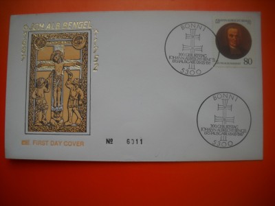 HOPCT PLIC FDC S NR 357 TEOLOG JOHANN ALBRECHT BENGEL 1687-1752- GERMANIA -NECIRCULAT foto