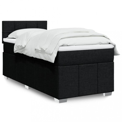 vidaXL Pat box spring cu saltea, negru, 90x190 cm, textil 3286925 foto
