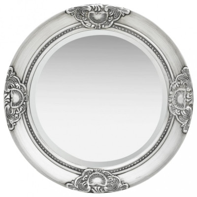 vidaXL Oglindă de perete &amp;icirc;n stil baroc, argintiu, 50 cm foto