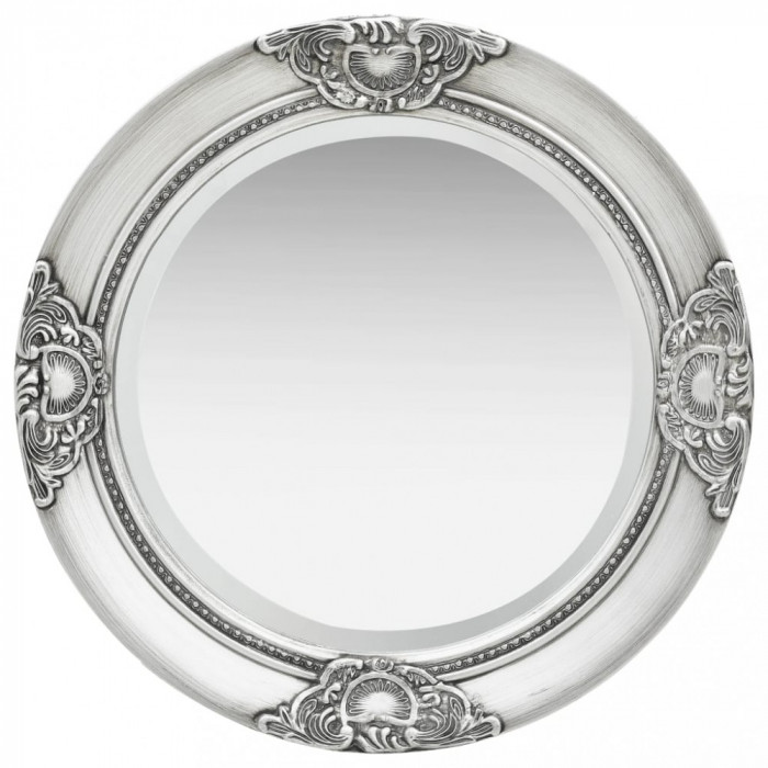vidaXL Oglindă de perete &icirc;n stil baroc, argintiu, 50 cm