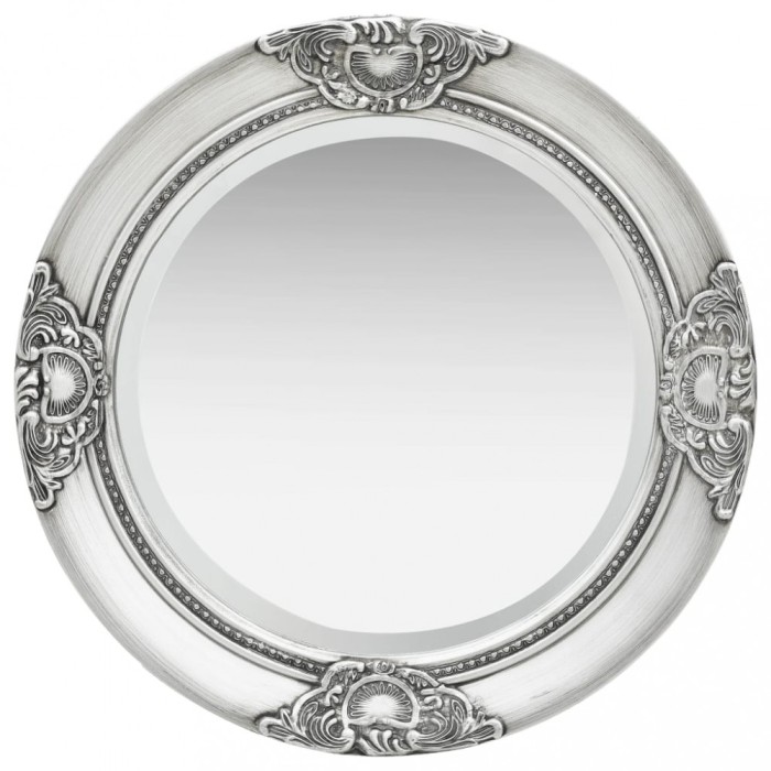 Oglindă de perete &icirc;n stil baroc, argintiu, 50 cm