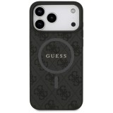Husa silicon Guess iPhone 17 Pro Max - 4G Ring Classic Logo MagSafe (GUHMP17XG4GFRK) Black