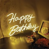 Lustră LED Neon, Happy Birthday, Lumină Albă Caldă, Dimensiuni 40.8x29.5cm, USB 1.8m, Plastic, Oem