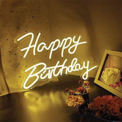Lustră LED Neon, Happy Birthday, Lumină Albă Caldă, Dimensiuni 40.8x29.5cm, USB 1.8m, Plastic foto