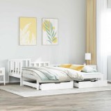 VidaXL Pat de zi cu extensie și sertare fără saltea, alb, 90x200 cm