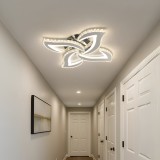 Lustra LED Alejandro 71W cu telecomanda, 4 flori, lumina dimabila, crom