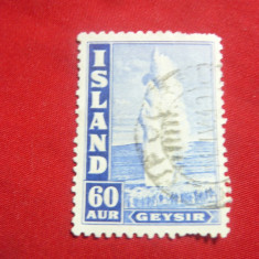 Timbru - Gheizer -1943 Islanda , 1 valoare stampilata