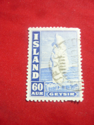 Timbru - Gheizer -1943 Islanda , 1 valoare stampilata foto