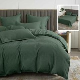 Lenjerie de pat natur uni baroque 6 piese cu husa (verde)
