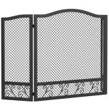 HOMCOM Parasc&acirc;ntei pentru Șemineu, 3 Panouri, Metal Vopsit Electrostatic, Gata de Utilizare, 107 x 1 x 60 cm, Negru | Aosom Romania