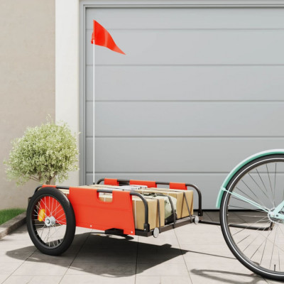 vidaXL Remorcă de bicicletă, portocaliu, textil oxford și fier foto