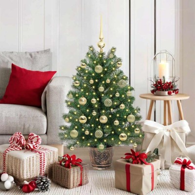 vidaXL Brad de Crăciun artificial cu 150 LED Verde 95 cm PE și PVC 3397319 foto
