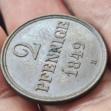 2 pfennige 1849 B , Germania , de colectie