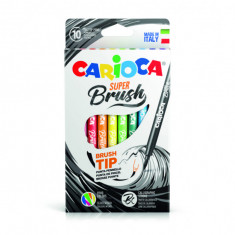 Carioca, Varf Flexibil - 1-6mm (tip Pensula), 10 Culori/cutie, Carioca Super Brush