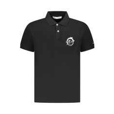 Trussardi Tricou polo barbati, cu imprimeu grafic, Regular fit, Negru, S