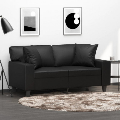 vidaXL Perne decorative, 2 buc., negru, 40x40 cm, piele ecologică 349479 foto