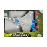 Avion Jet Fighter cu lumini si sunete, Cool Machines, 1:16, Albastru