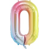 Balon din Folie Metalizata Gradient Cyrax, Figurina Cifra, Tema Aniversare 100 cm, Ambalaj Individual, Pai inclus, Umflare cu Aer sau Heliu, Multicolo